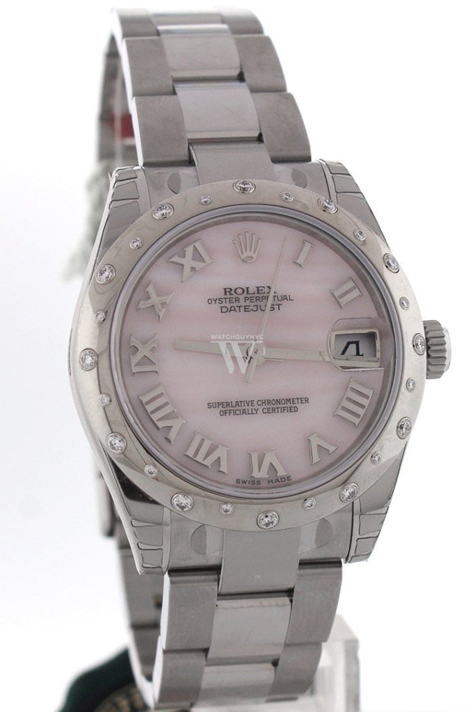 Rolex Datejust 31 Pink Mother Of Pearl Dial Diamond Bezel Ladies Watch 178344