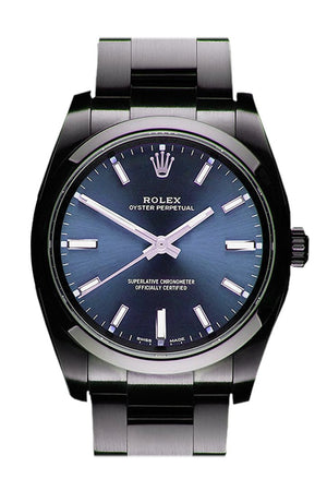 Rolex Black-Pvd Oyster Perpetual Blue Dial Stainless Steel Black Boc Coating Mens Watch 114300 Pvd