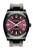 Rolex Black-Pvd Oyster Perpetual Purple Dial Stainless Steel Black Boc Coating Mens Watch Pvd